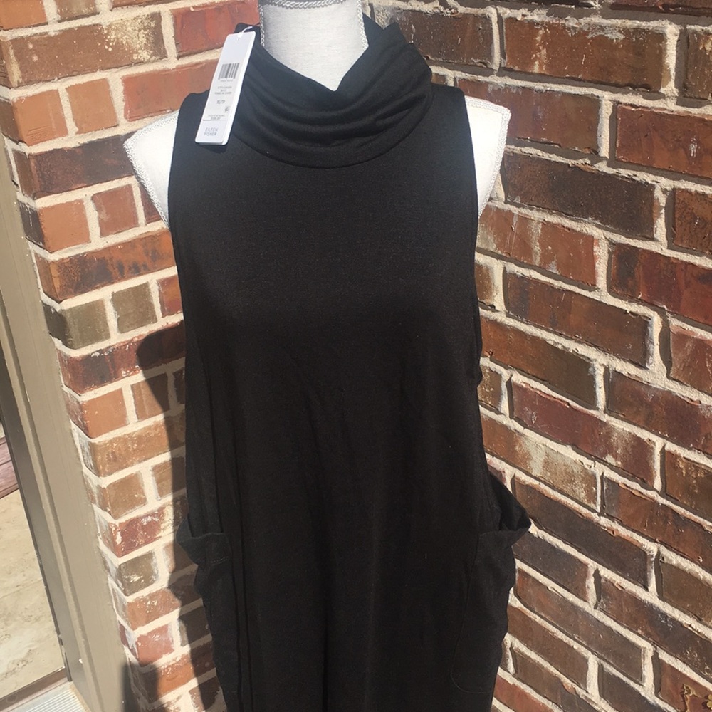 Eileen Fisher black turtleneck dress size XS NWT